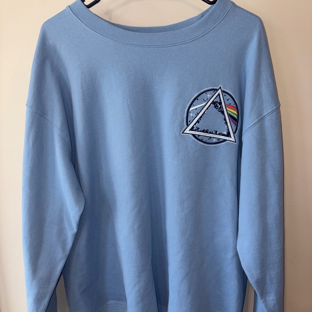Pink Floyd Crewneck Sweatshirt Blue Graphic Prism Rainbow Size L Unisex fit